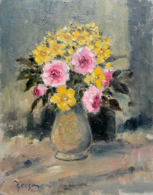 Pink Roses with Yellow Flowers